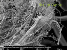 SEM-picture of chrysotile asbestos in textiles | © CRB Analyse Service GmbH